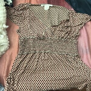 Max Studio Brown Polka Dot Top